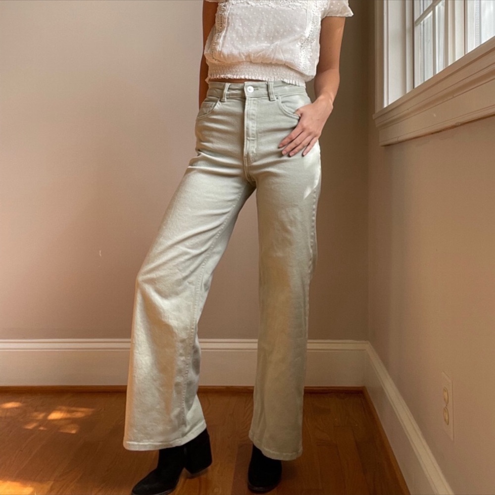 nwt h&m green wide-leg jeans🌱